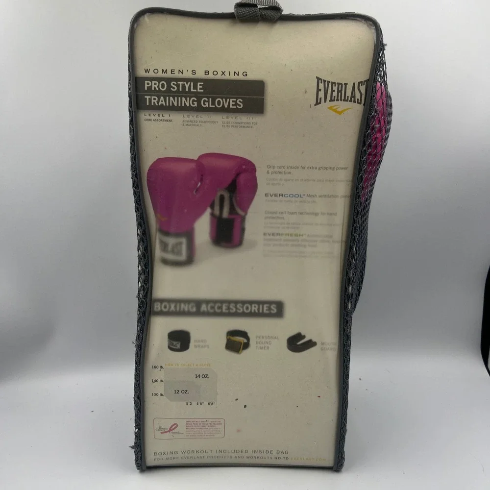 Everlast Women's Pro Style Training Gloves 12 oz Pink & Grey Boxing Sparring